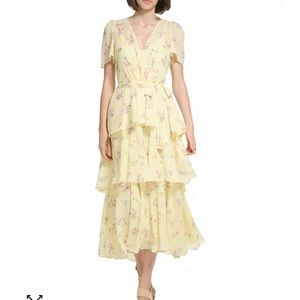 Calvin Klein yellow floral dress